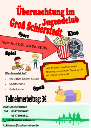 Bild vergrößern: Übernachtung im Jugendclub