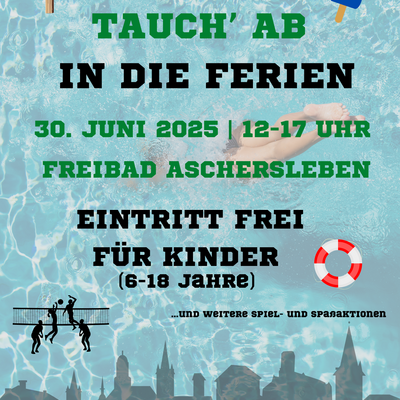 Bild vergrößern: Plakat zum Aktionstag "Tauch an in die Ferien"