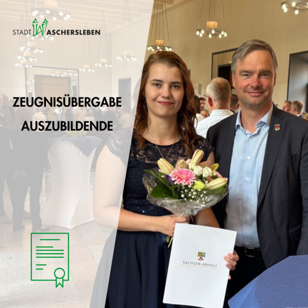 Bild vergrößern: Zeugnisbergabe Auszubildende 2025 - Stadt Aschersleben