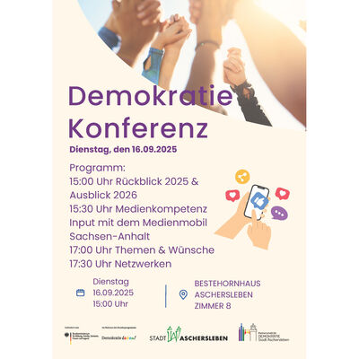 Bild vergrößern: Plakat zur Demokratiekonferenz mit Programmabfolge