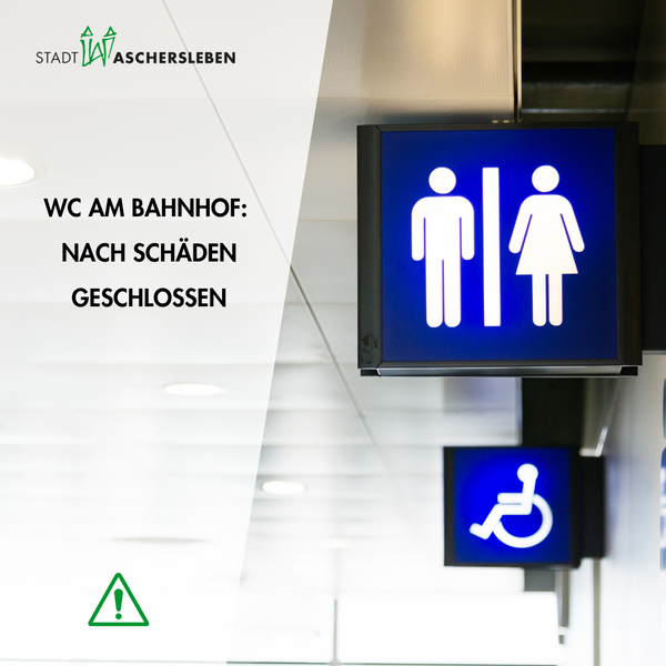 Bild vergrößern: Bild vom Toiletten-Zeichen am Bahngleis