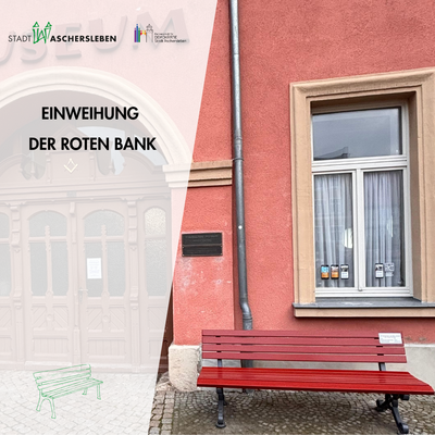 Bild vergrößern: Rote Bank vor dem Museum