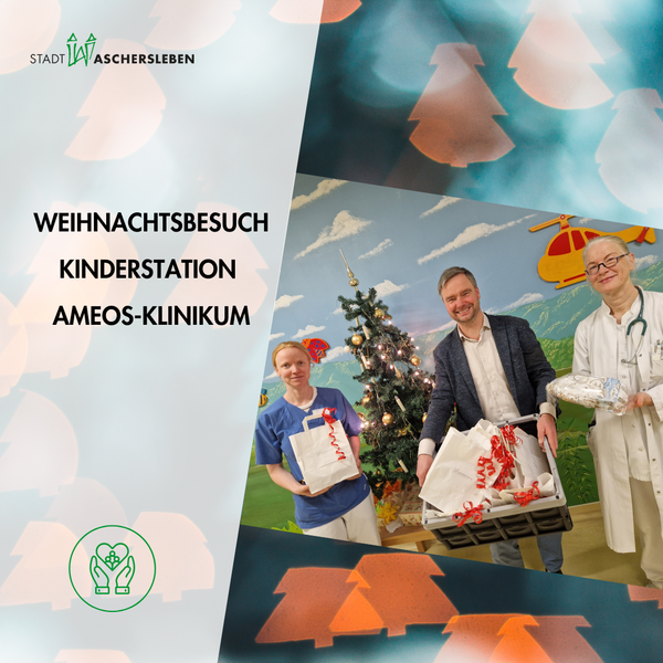 Bild vergr&ouml;&szlig;ern: Traditioneller Weihnachtsbesuch auf der Kinderstation im Ameos Klinikum Aschersleben