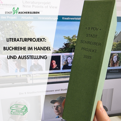 Bild vergr&ouml;&szlig;ern: Bild vom Schuber, der die Buchreihe zum Literaturporjekt nine points of view umfasst