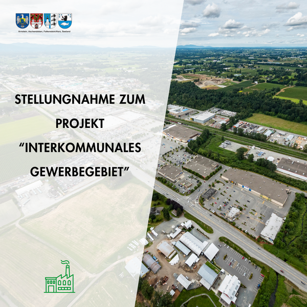 Bild vergr&ouml;&szlig;ern: Luftbild eines Gewerbegebietes im Hintergrund