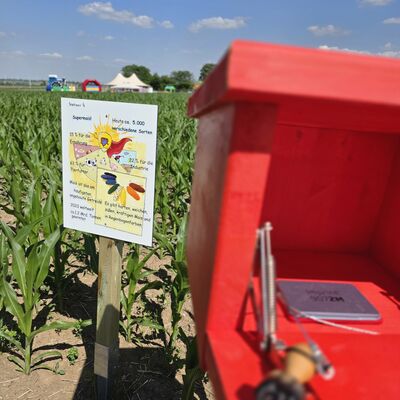 Bild vergr&ouml;&szlig;ern: Stempelkasten im Vordergrund; Schild im Hintergrund