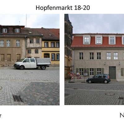 Bild vergrößern: Vorher-Nachgang-Bild vom Hopfenmarkt 18-20
