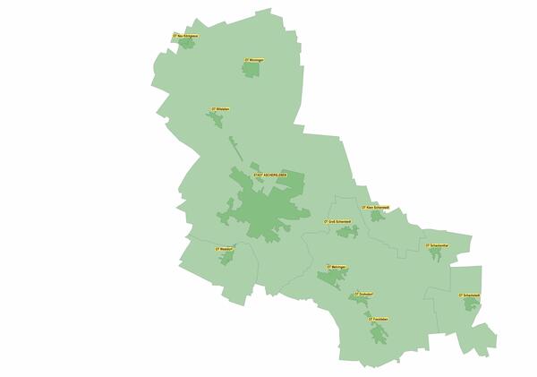Bild vergrößern: Stadtkarte mit Ortsteilen