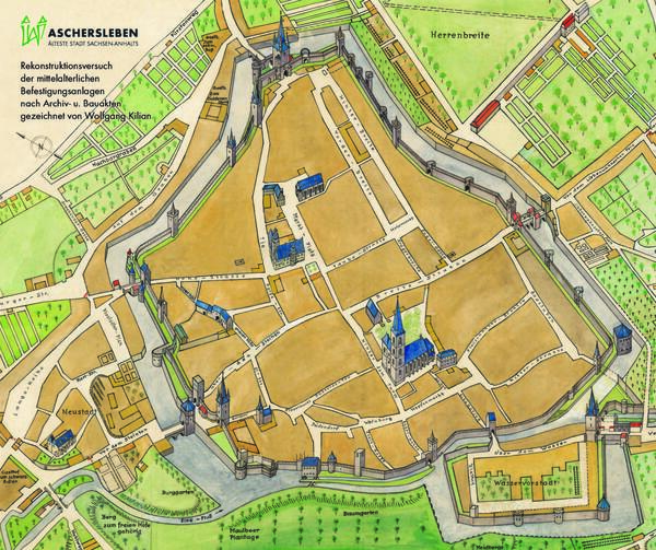 Bild vergrößern: Rekonstruktion der einstigen Stadtbefestigung Ascherslebens